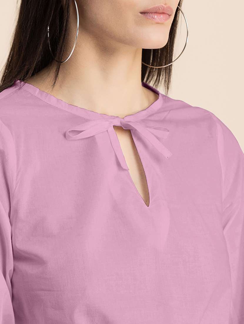 dusty pink cotton blouson top - 20325795 -  Standard Image - 5