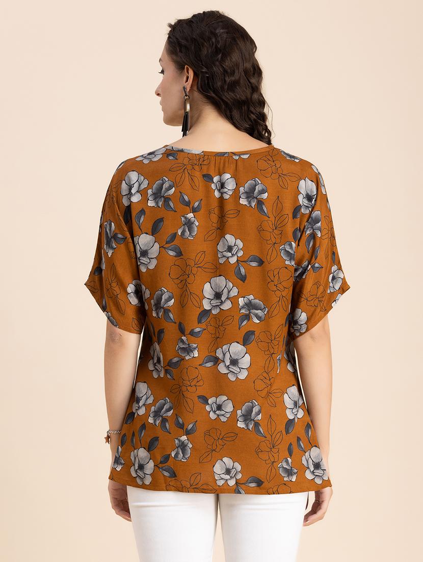 orange floral high-low top - 20325798 - Standard Image - 3