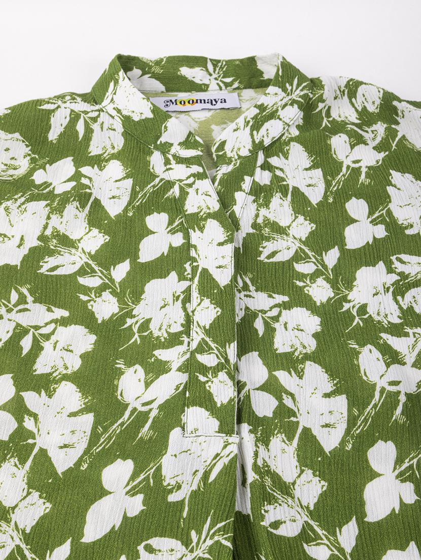 women printed mandarin neck high low top - 20325811 - Standard Image - 5