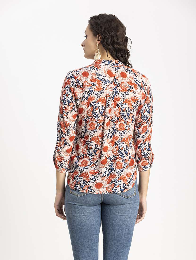 red floral printed high-low top - 20325812 -  Standard Image - 3