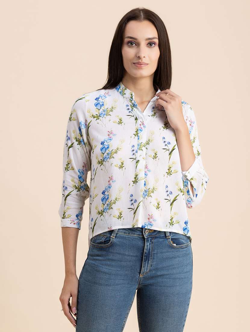 white floral print high low top - 20325813 -  Zoom Image - 0