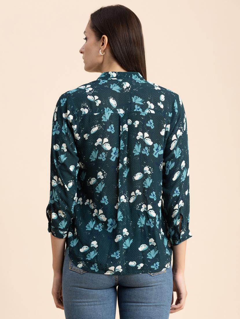 teal floral print high low top - 20325814 - Standard Image - 3