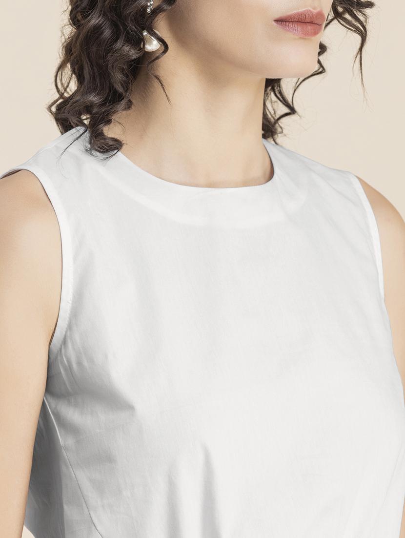 white solid sleeveless crop top - 20325817 - Standard Image - 5