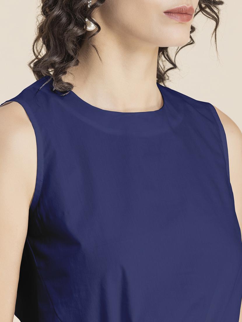 navy blue solid sleeveless crop top - 20325820 - Standard Image - 5