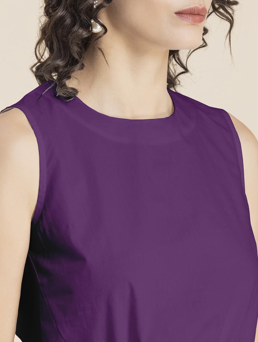 purple solid sleeveless crop top - 20325821 - Standard Image - 5