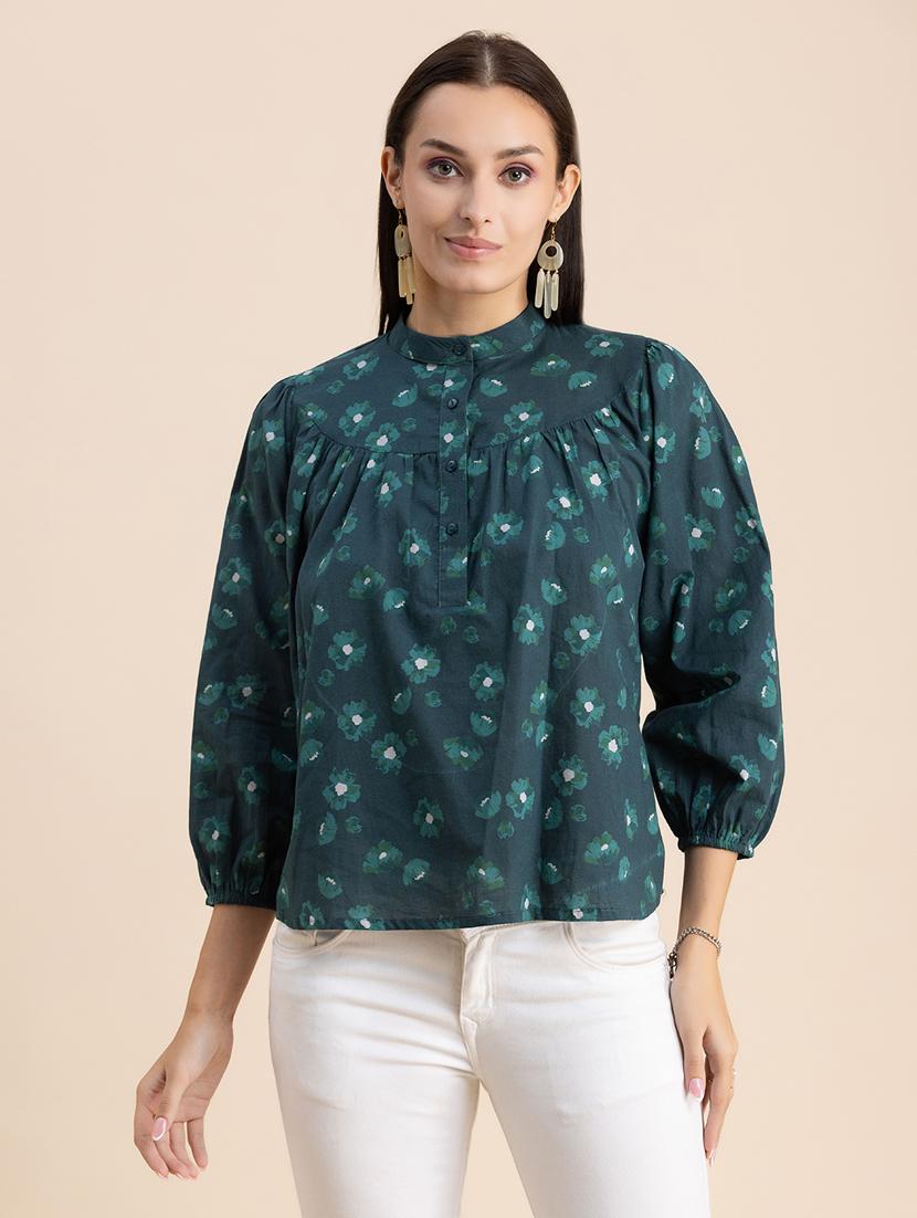 women floral print mandarin neck top - 20325823 -  Zoom Image - 0