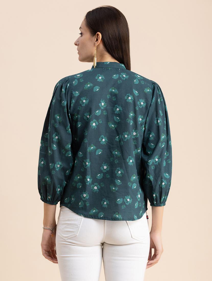 women floral print mandarin neck top - 20325823 - Standard Image - 3