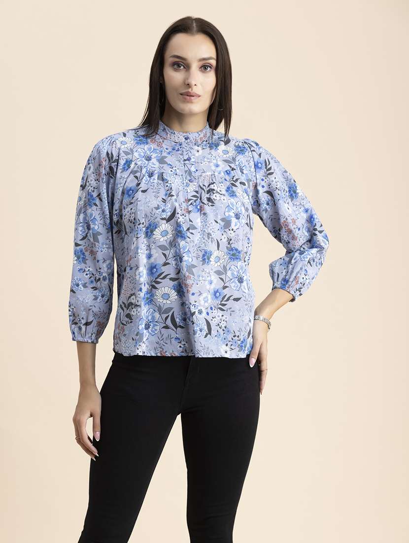 women floral print mandarin neck top - 20325824 - Zoom Image - 0
