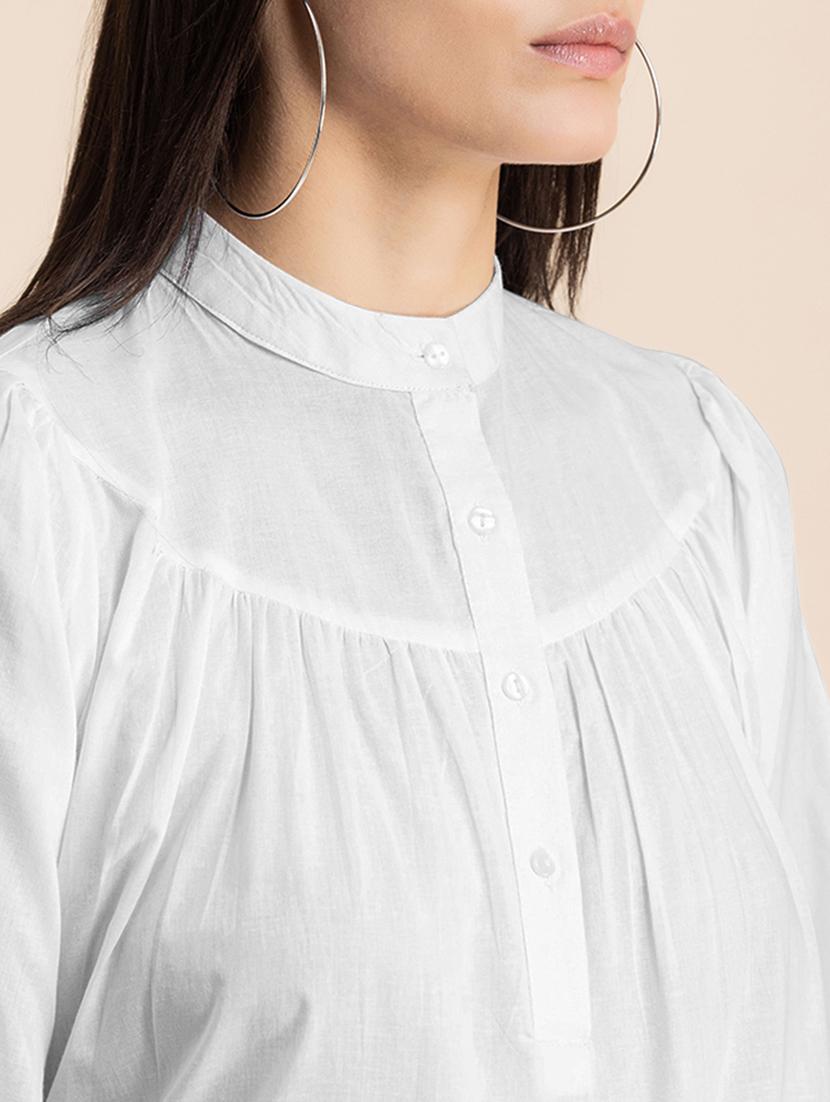 white solid puff sleeves regular top - 20325831 - Standard Image - 5