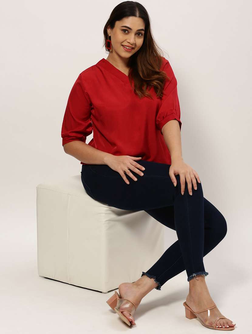 red solid straight top - 20325864 -  Standard Image - 3