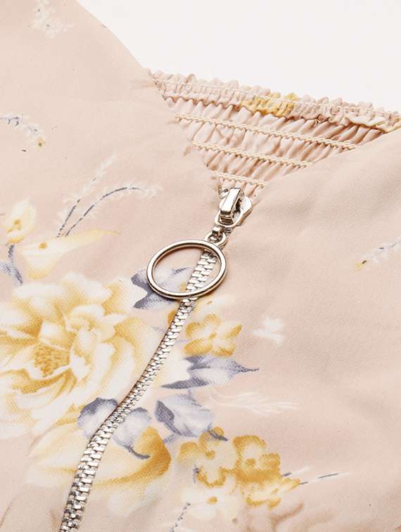 Beige Floral Crop Top - 20325866 -  Standard Image - 5