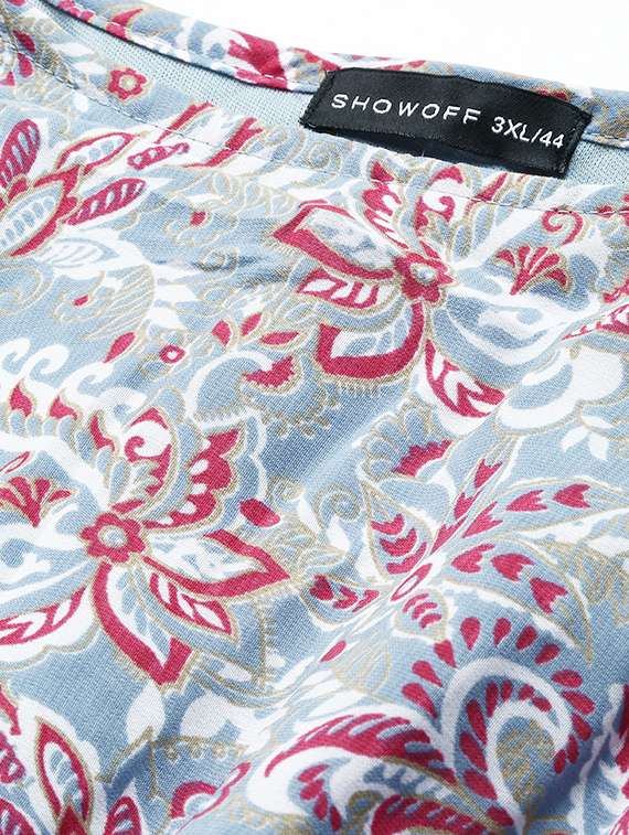 blue floral print plus size top - 20325869 -  Standard Image - 5