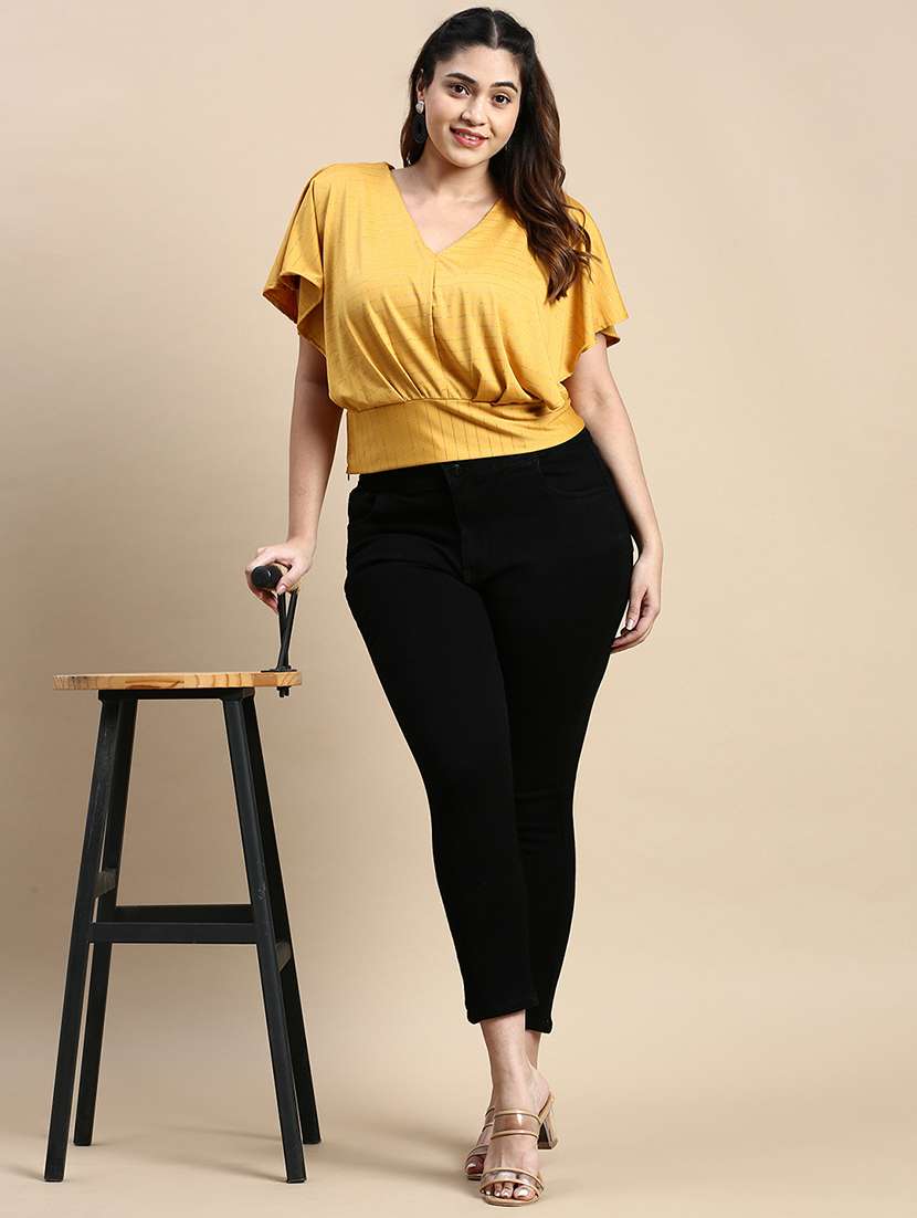 yellow self design blouson top - 20325887 -  Standard Image - 3