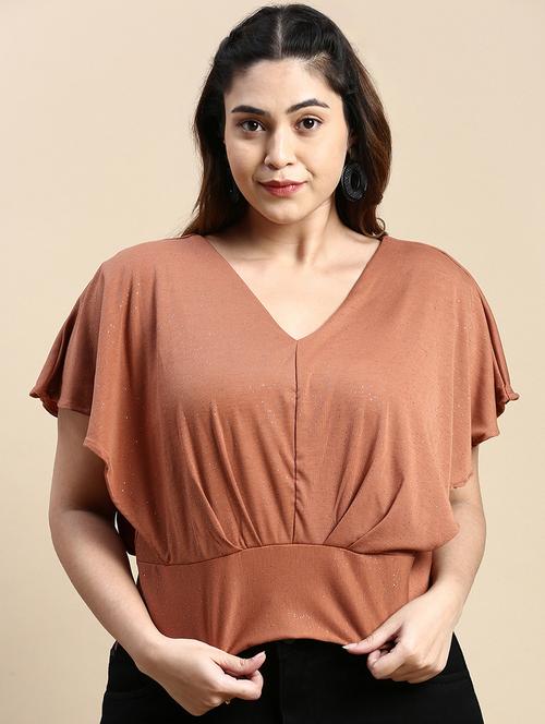 copper printed plus size top - 20325888 -  Standard Image - 0