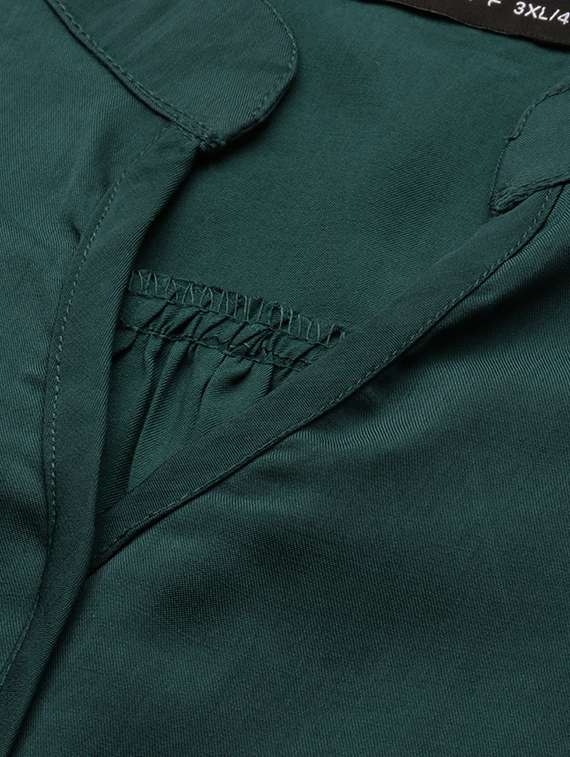 bottle green solid boxy top - 20325895 -  Standard Image - 5