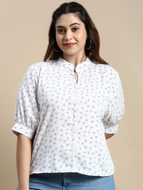 white floral plus top - 20325908 - Standard Image - 0