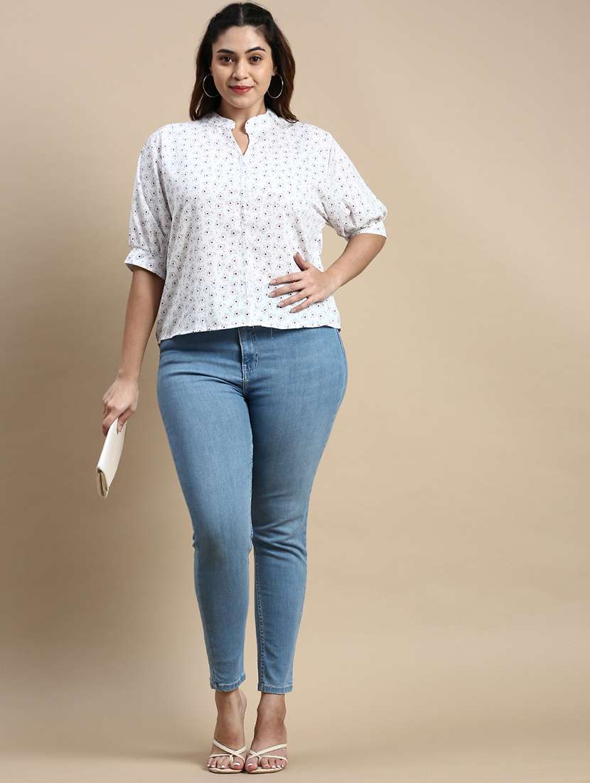 white floral plus top - 20325908 - Standard Image - 3