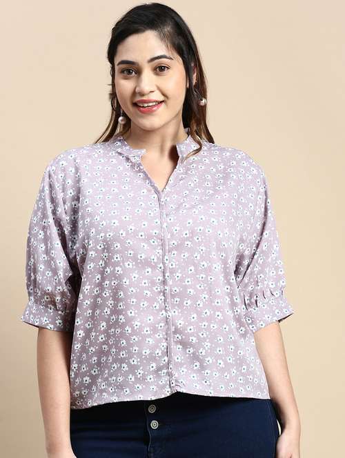 lavender floral print plus size top - 20325909 -  Standard Image - 0