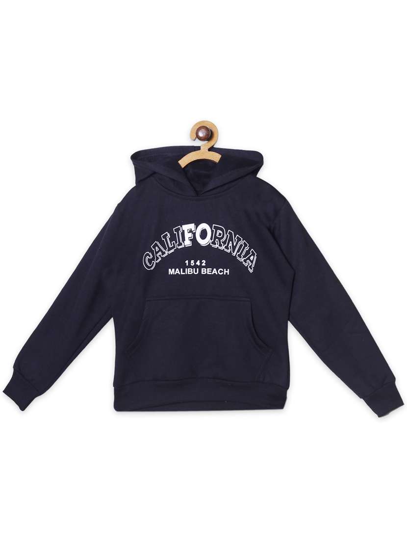 chest print hood neck sweatshirt