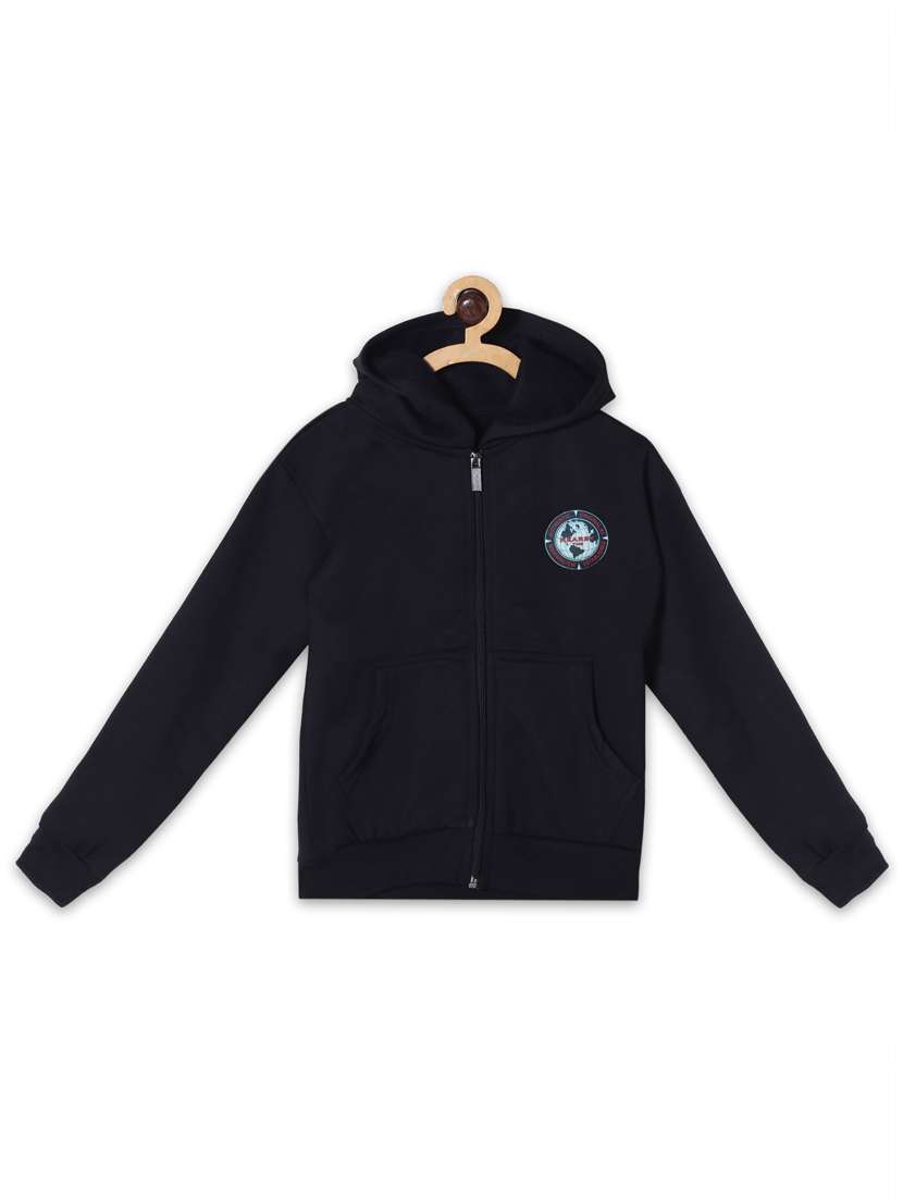 placement print hood neck sweatshirt