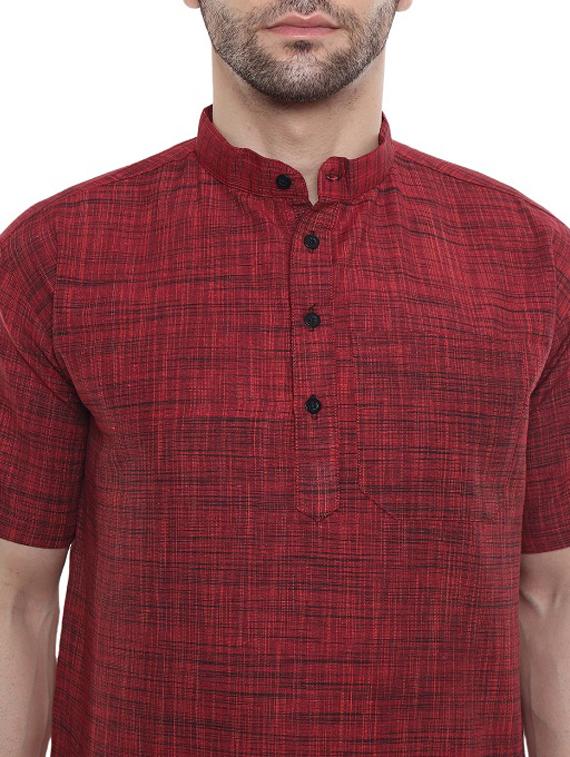 men red self design cotton short kurta - 20329814 - Standard Image - 5
