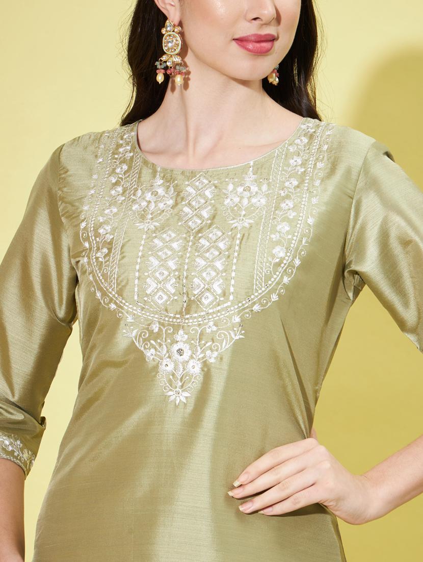 women three quarter sleeve kurta pant with dupatta set - 20329862 - Standard Image - 3