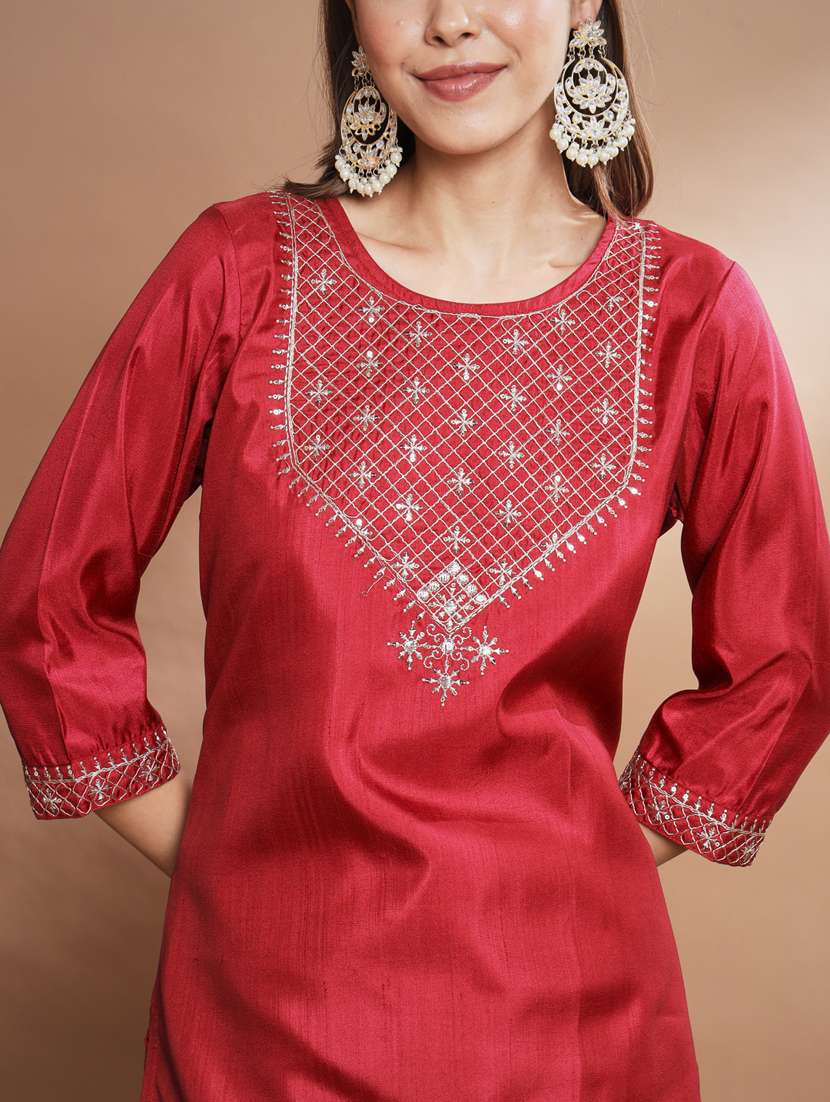 women yoke embroidered suit set - 20329864 - Standard Image - 3