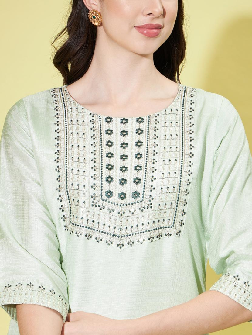 women three quarter sleeve kurta pant with dupatta set - 20329876 - Standard Image - 3