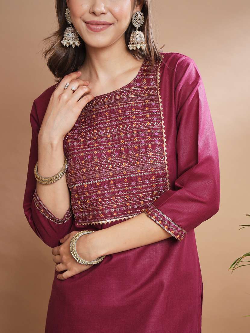 women three quarter sleeve kurta pant with dupatta set - 20329899 - Standard Image - 3