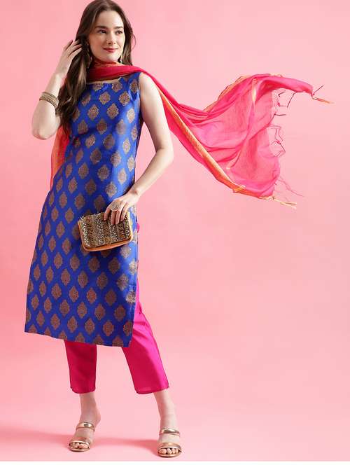 blue colored kurta pant set - 20329914 - Standard Image - 0