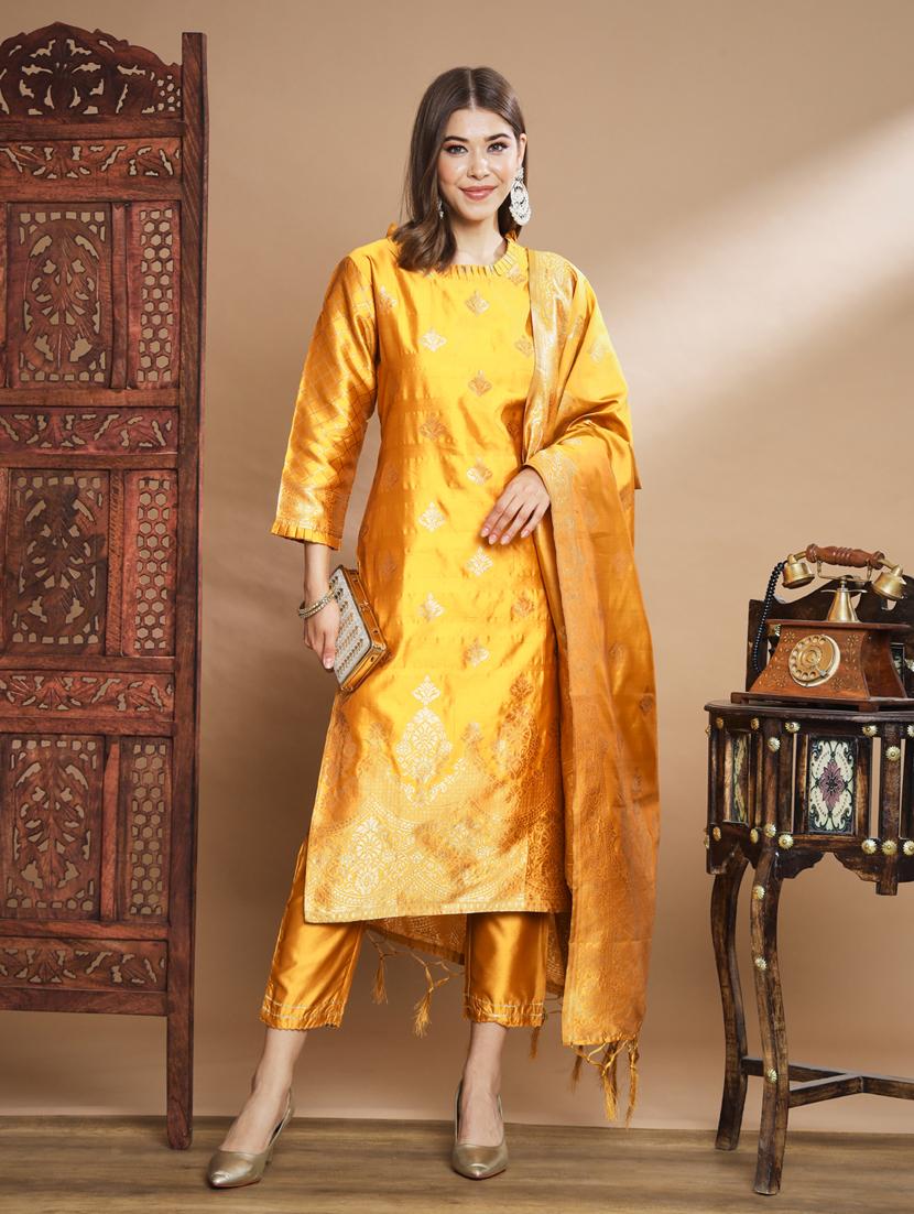 yellow colored kurta pant set - 20329935 - Zoom Image - 0