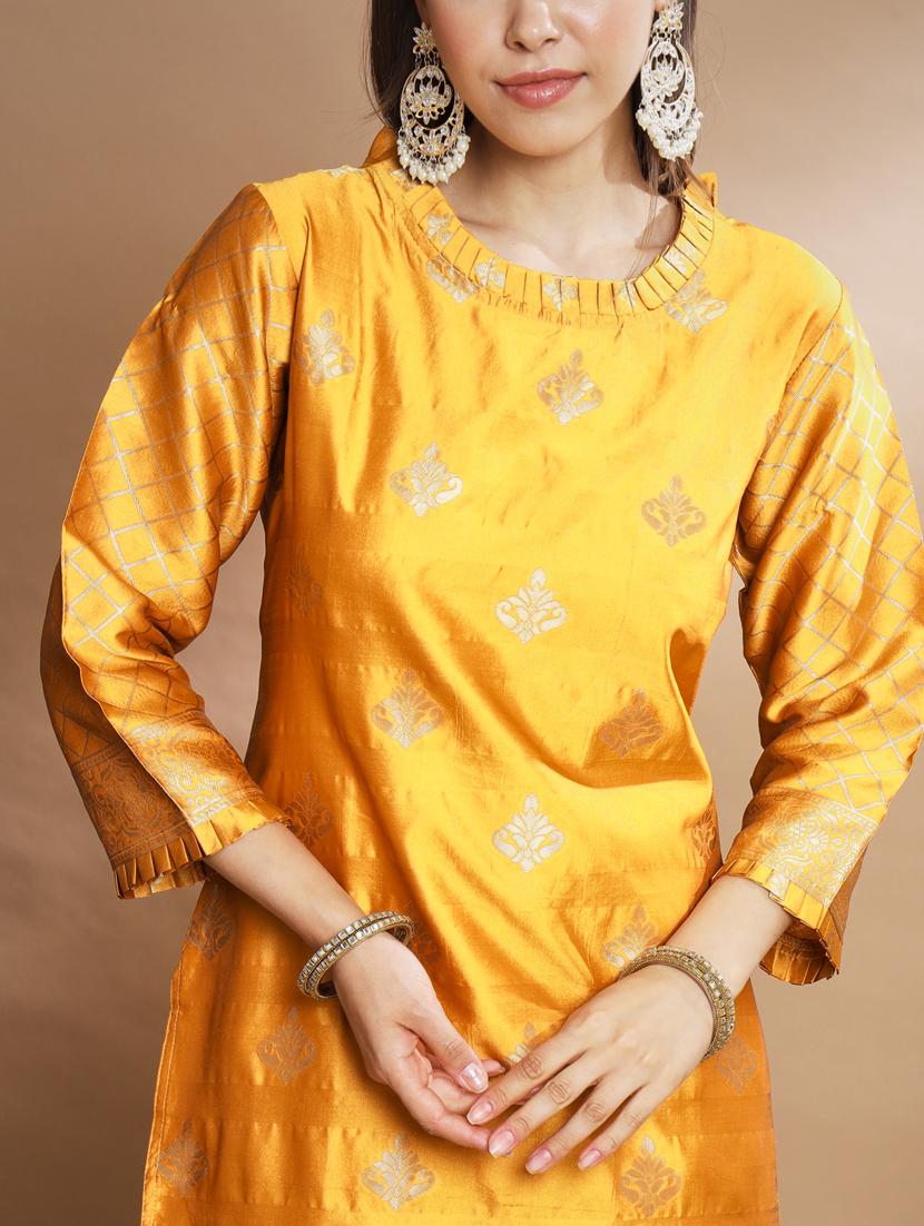 yellow colored kurta pant set - 20329935 - Standard Image - 3