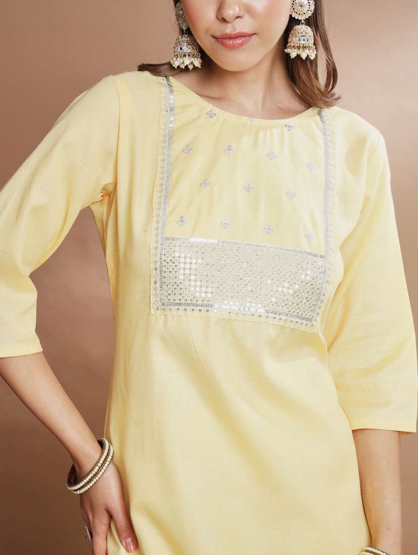 cream colored kurta pant set - 20329964 - Standard Image - 3