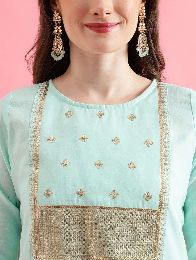 light blue colored kurta pant set - 20329992 - Standard Image - 3