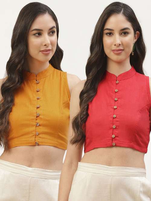 pack of 2 solid front open sleeveless blouse - 20330091 -  Standard Image - 0