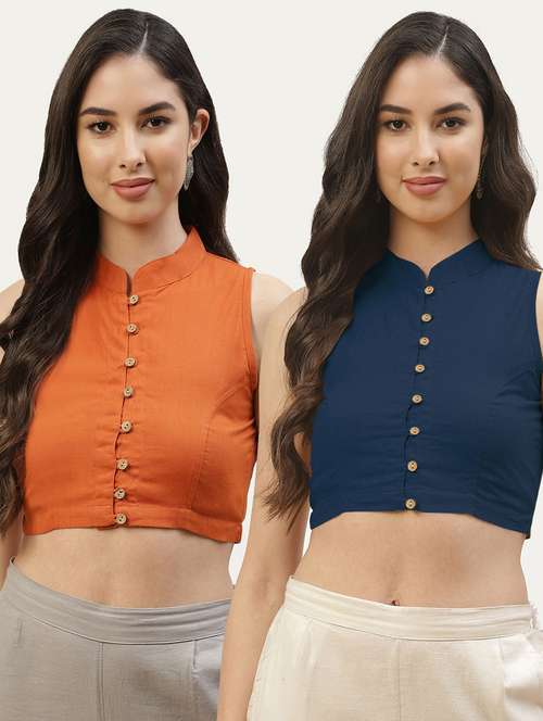 pack of 2 solid front open sleeveless blouse
