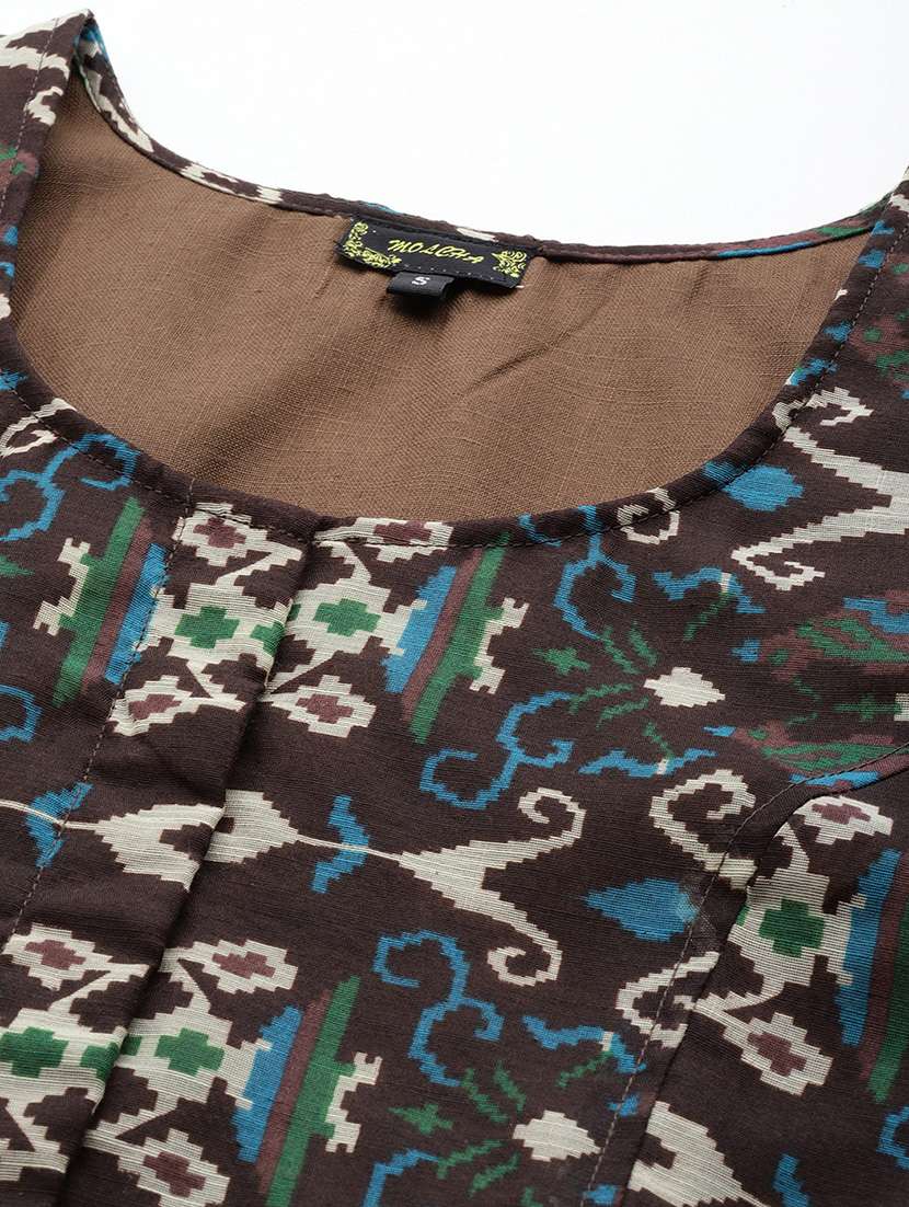 women brown round neck stitched blouse - 20330147 - Standard Image - 3