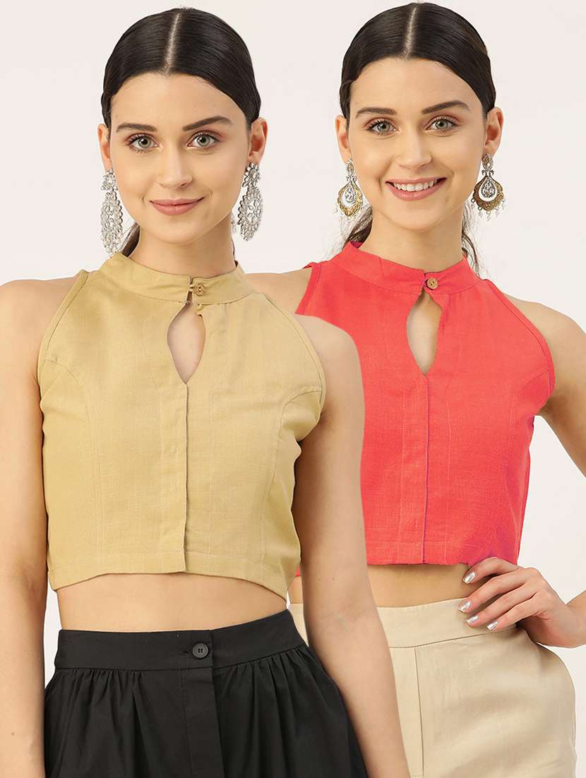 women pack of 2 solid blouses