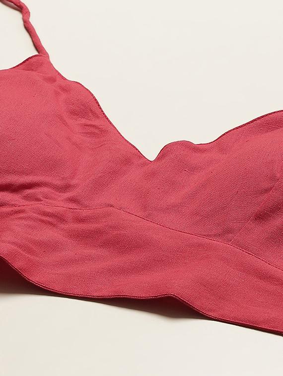 red solid backless blouse - 20330452 - Standard Image - 3