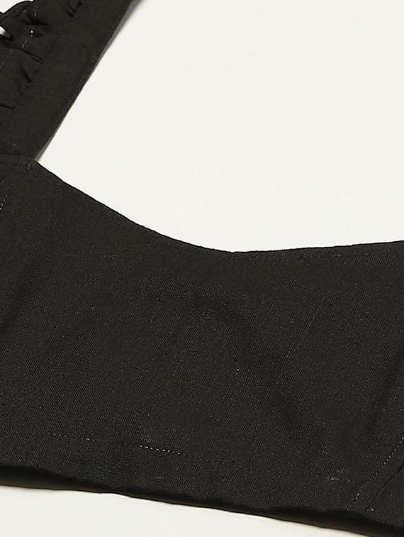 women black solid stitched blouse - 20330527 -  Standard Image - 3
