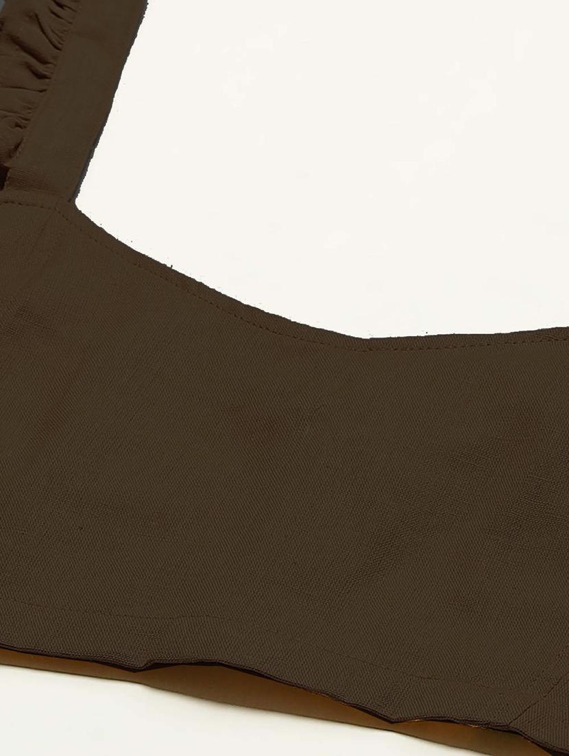 women brown solid stitched blouse - 20330529 - Standard Image - 3