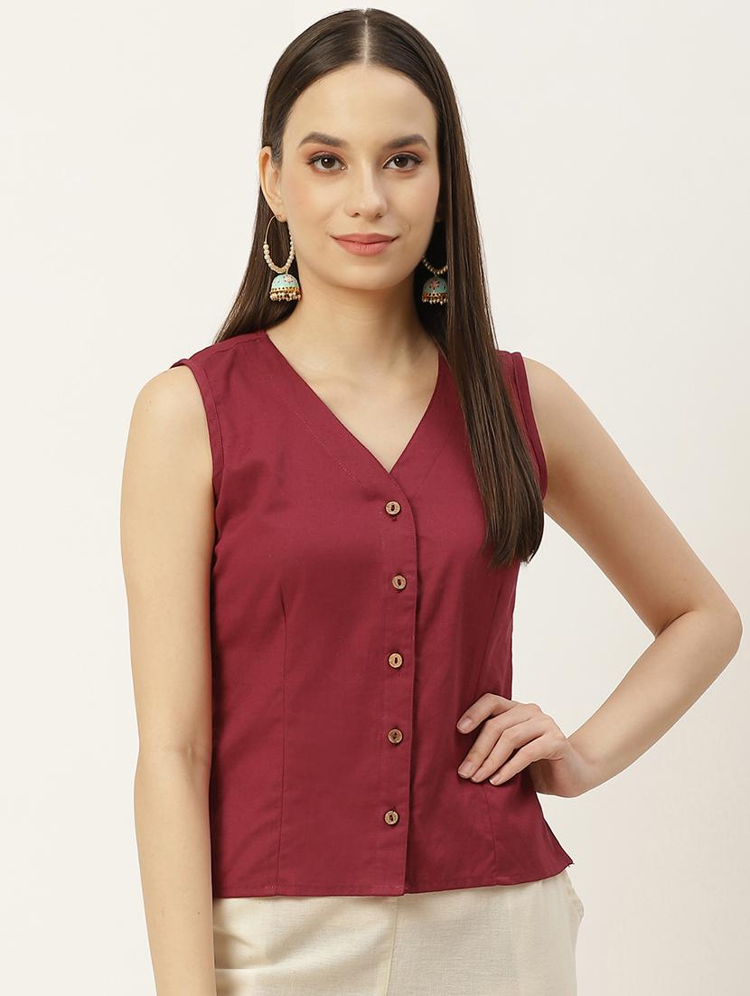 pack of 2 solid front open sleeveless blouse - 20330616 - Standard Image - 3