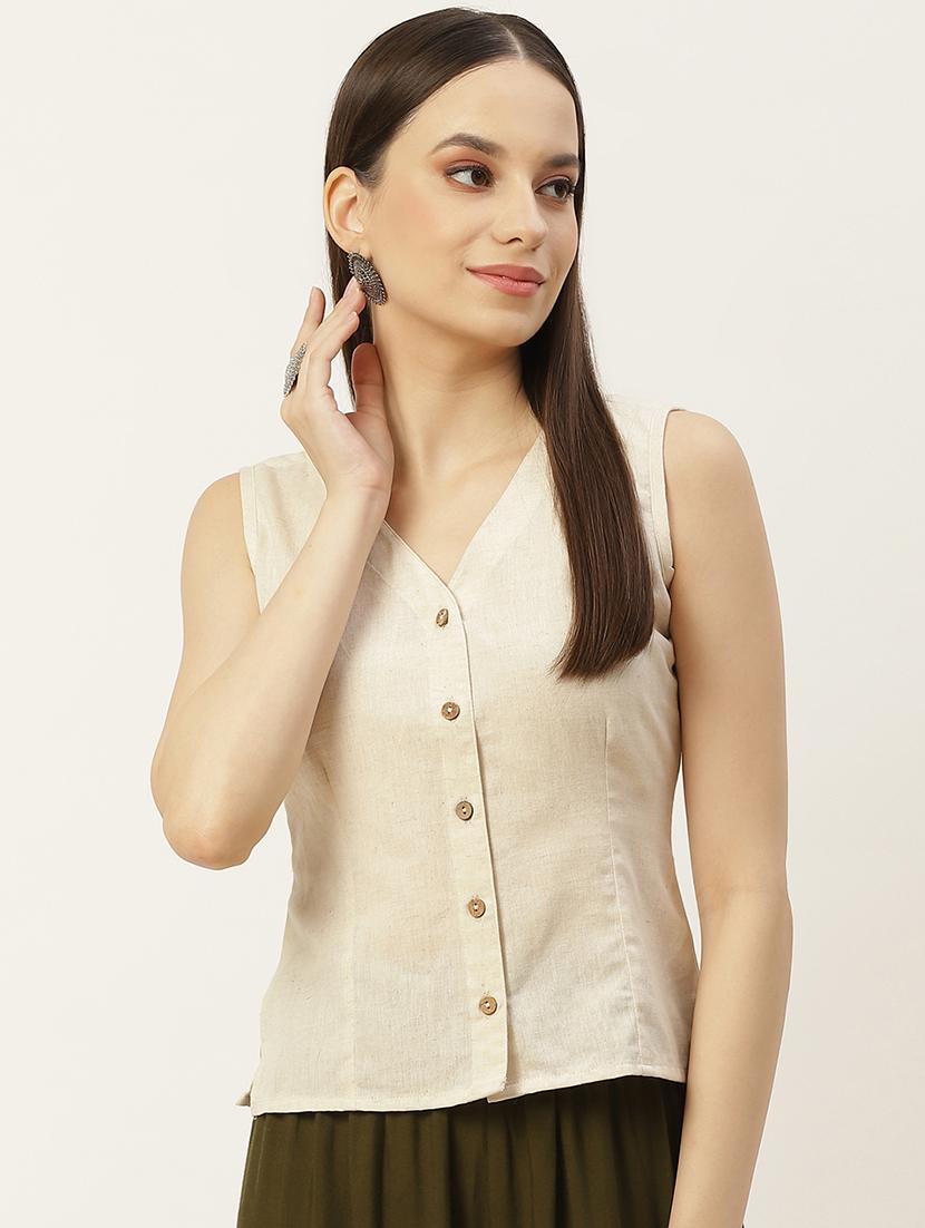 pack of 2 solid front open sleeveless blouse - 20330623 - Standard Image - 3