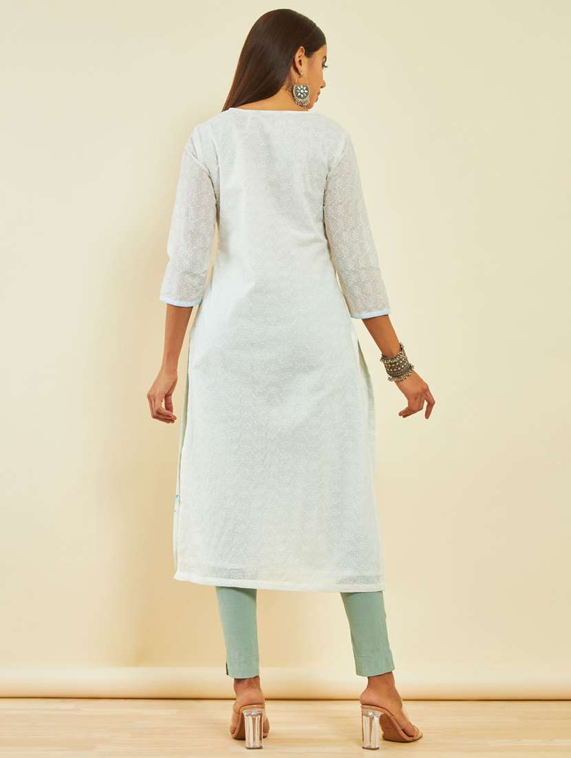 women embroidered straight kurta - 20331229 - Standard Image - 3
