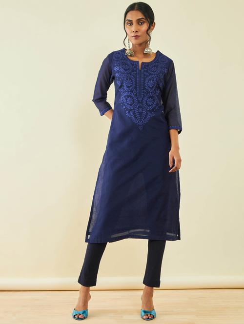 women yoke embroidered straight kurta - 20331288 - Standard Image - 0
