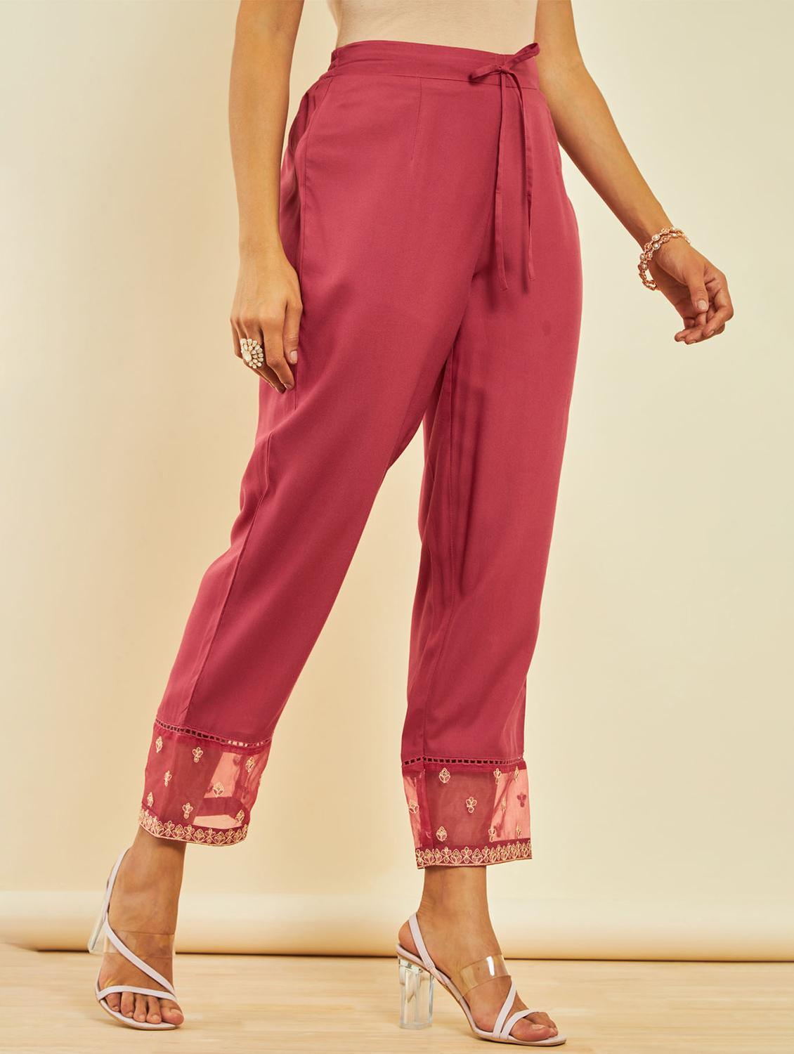 women coral round neck kurta pant set - 20331302 - Standard Image - 3