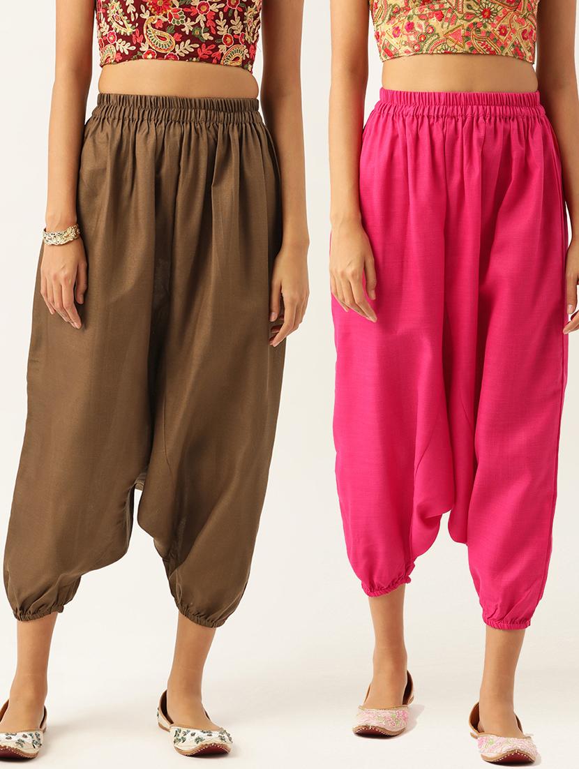 combo of 2 multi colored cotton harem trousers - 20331425 -  Zoom Image - 0