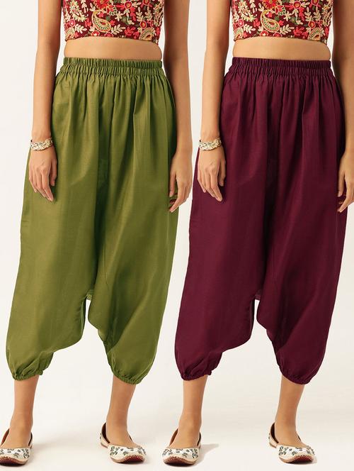 combo of 2 multi colored cotton harem pant trouser - 20331433 -  Standard Image - 0