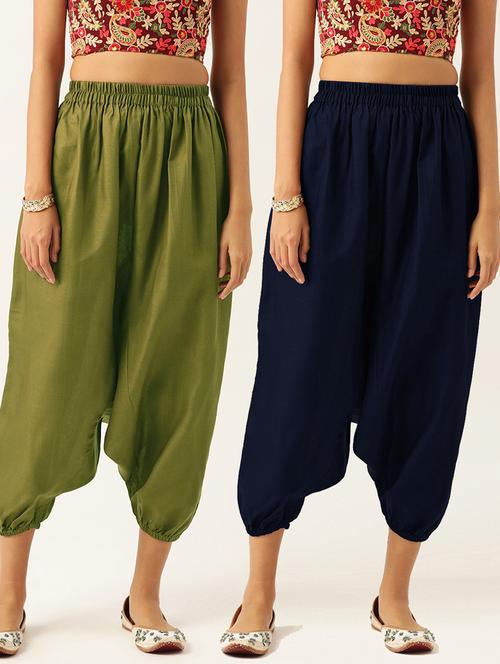 combo of 2 multi colored cotton harem trousers - 20331434 -  Standard Image - 0