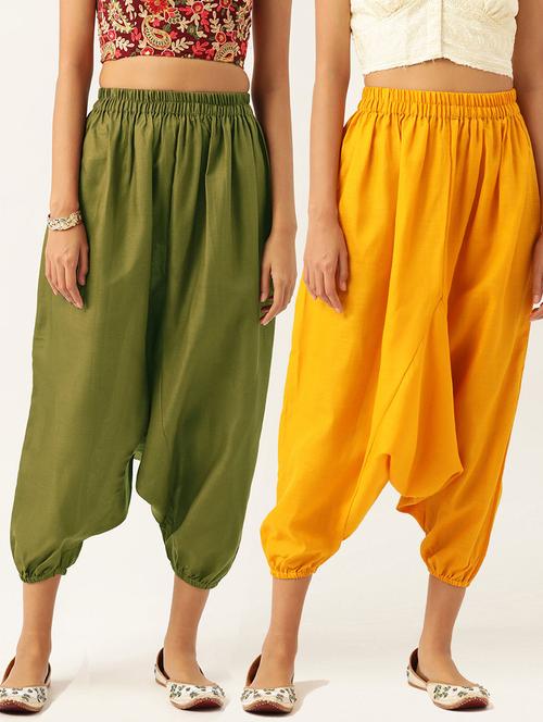 combo of 2 multi color cotton harem pant trouser - 20331437 - Standard Image - 0